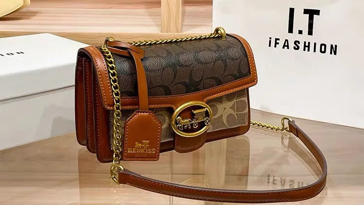 New minimalist and fashionable small handbag, contrasting color women's bag, high-end carriage crossbody bag, portable box bag