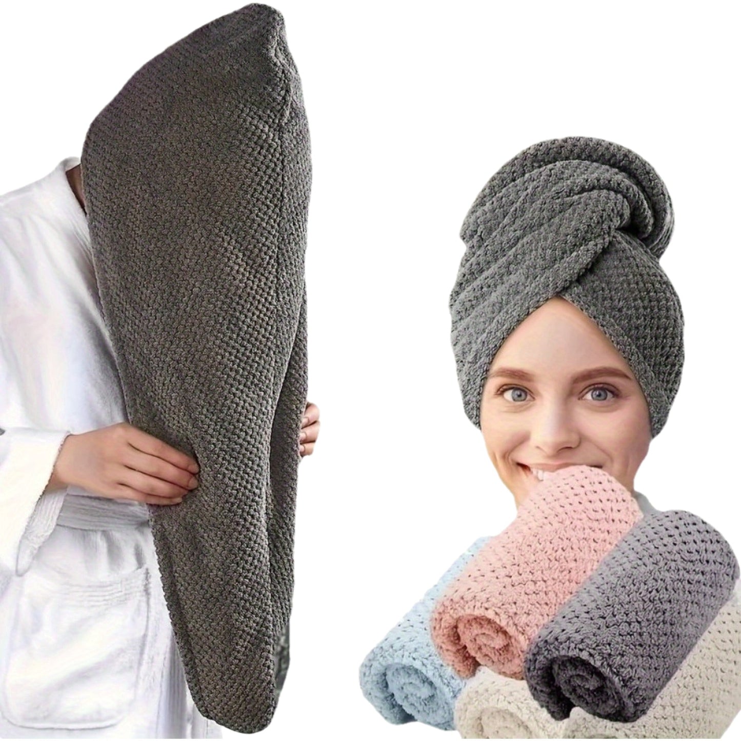 Microfiber Hair Towel Set - Super Absorbent Hair Wrap