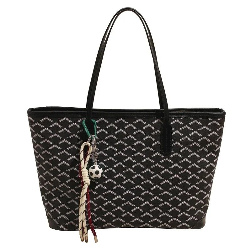 Fashionable Leather Shopper Tote Bag For Women With Trendy Design Letter Logo And Large Capacity