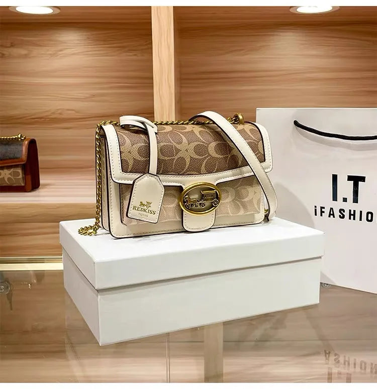 New minimalist and fashionable small handbag, contrasting color women's bag, high-end carriage crossbody bag, portable box bag