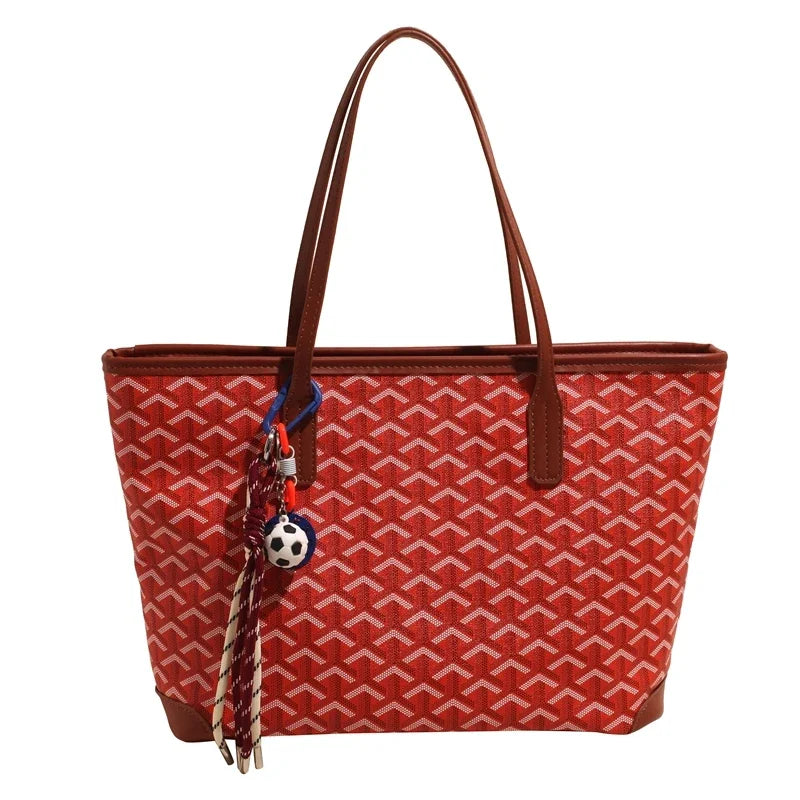 Fashionable Leather Shopper Tote Bag For Women With Trendy Design Letter Logo And Large Capacity