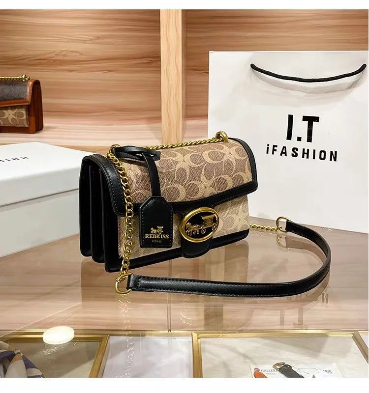 New minimalist and fashionable small handbag, contrasting color women's bag, high-end carriage crossbody bag, portable box bag