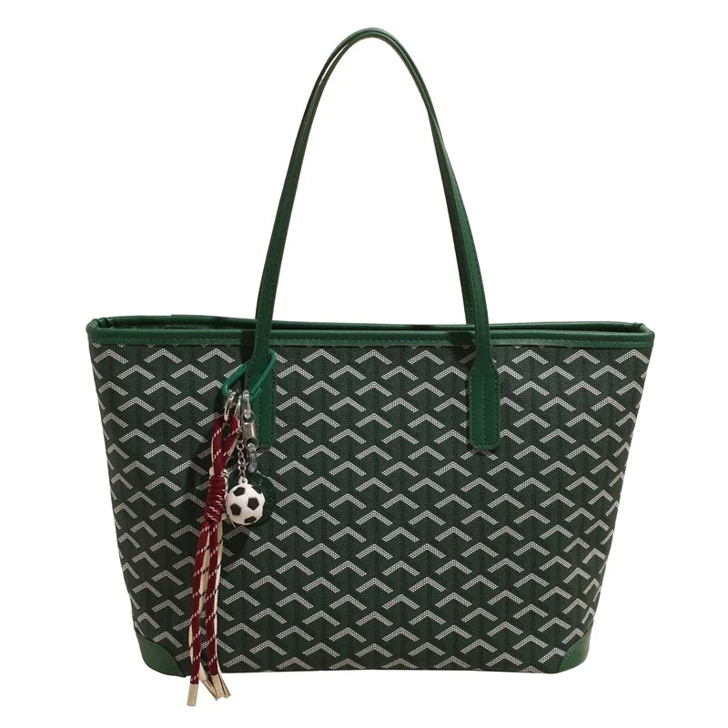 Fashionable Leather Shopper Tote Bag For Women With Trendy Design Letter Logo And Large Capacity