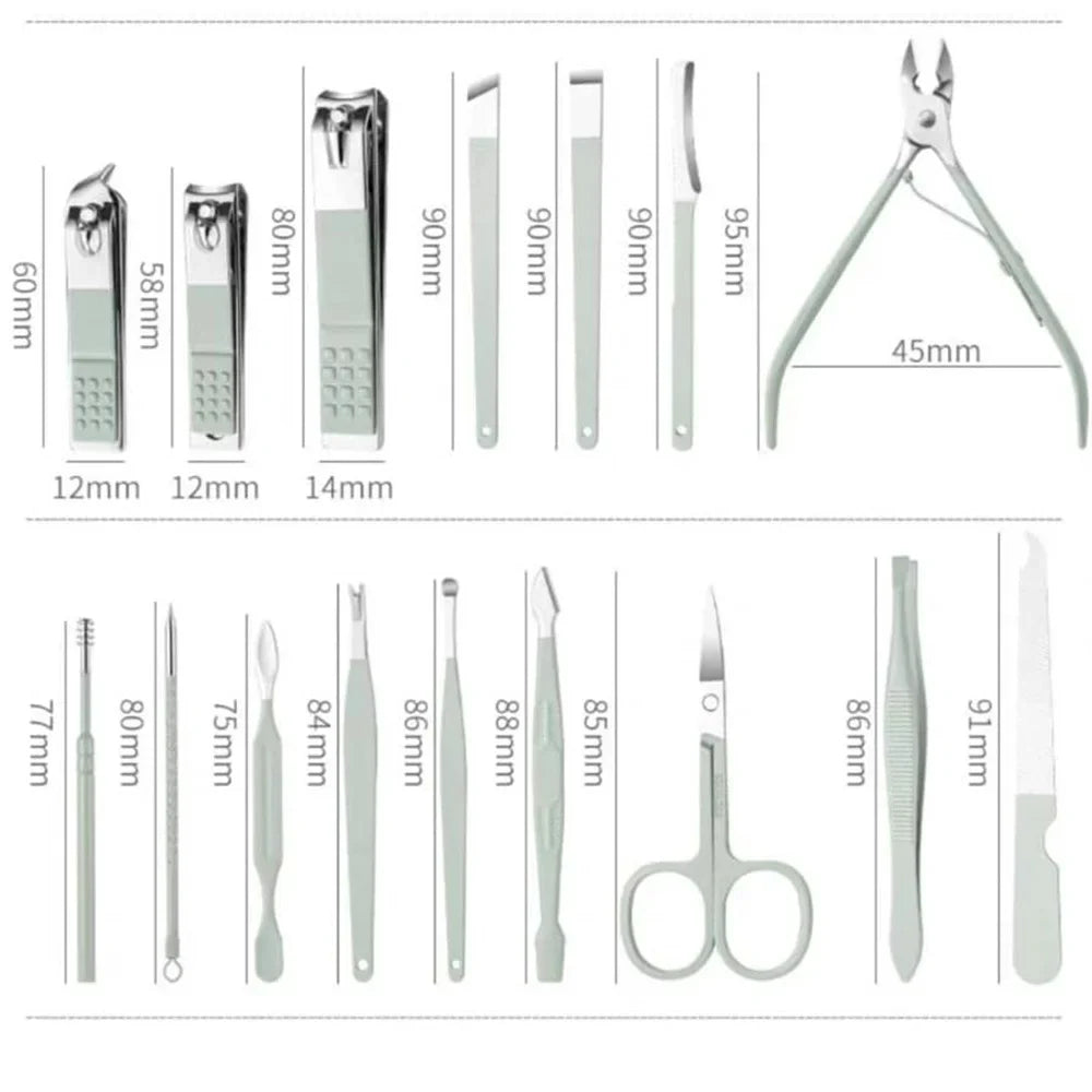 16 Pcs Portable Nail Clipper Manicure Set