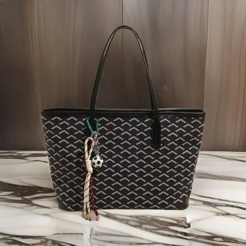 Fashionable Leather Shopper Tote Bag For Women With Trendy Design Letter Logo And Large Capacity