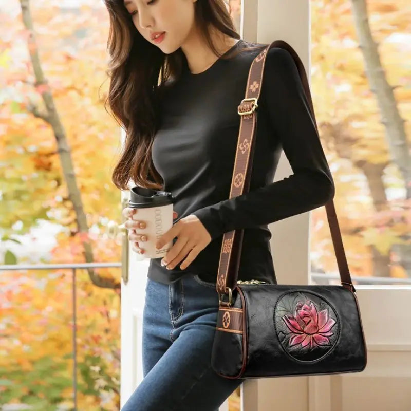 Casual Women Handbag Soft Leather Shoulder Crossbody Bags for Women 2024 New Fashion Print Ladies Messenger Tote Bag