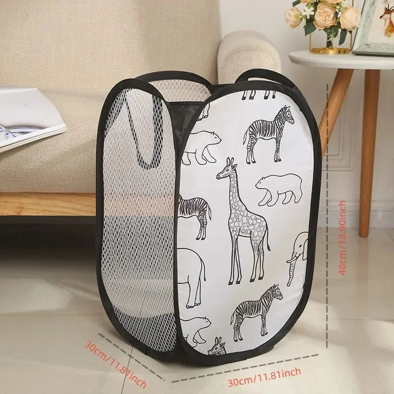 Portable Mesh Pop Up Laundry Hamper Wide Opening Breathable Collapsible Space-Saving Laundry Basket Dorm Travel Bathroom Items
